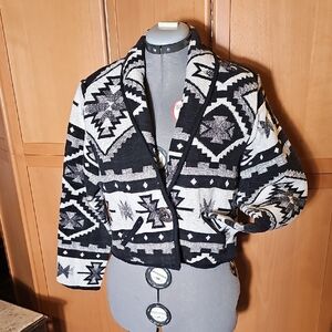 Stylish Black and White Patterned Blazer